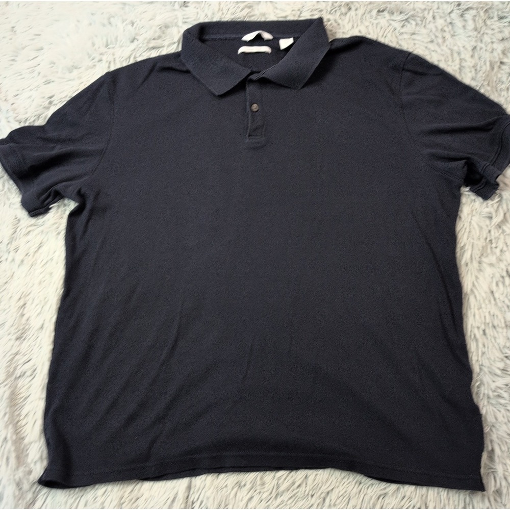 Calvin Klein Shirt Mens L Blue Polo Golf Logo CK Athletic Preppy Casual Comfort